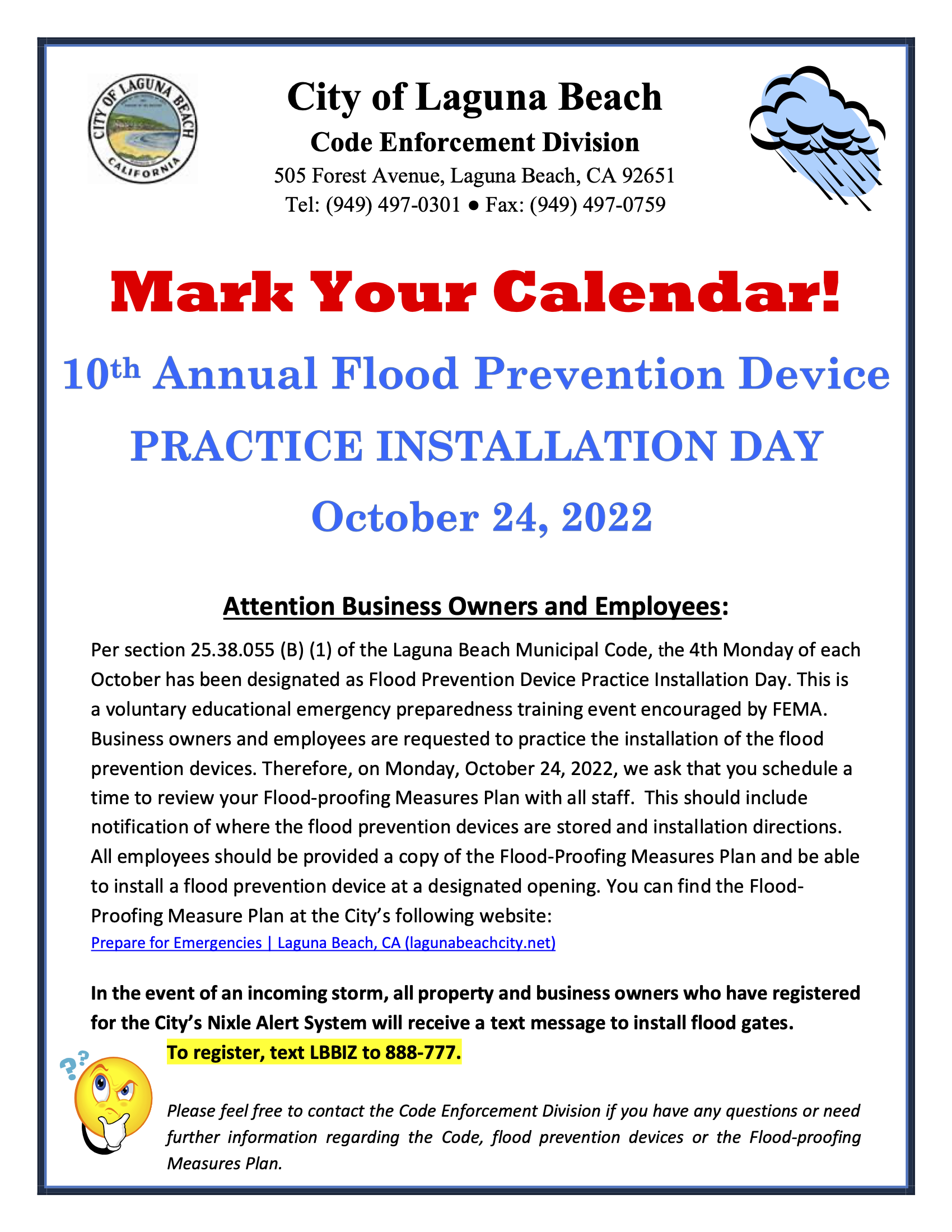 10 th Annual Floodproofing Measures Plan Practice Session - FLYER_MW Edits